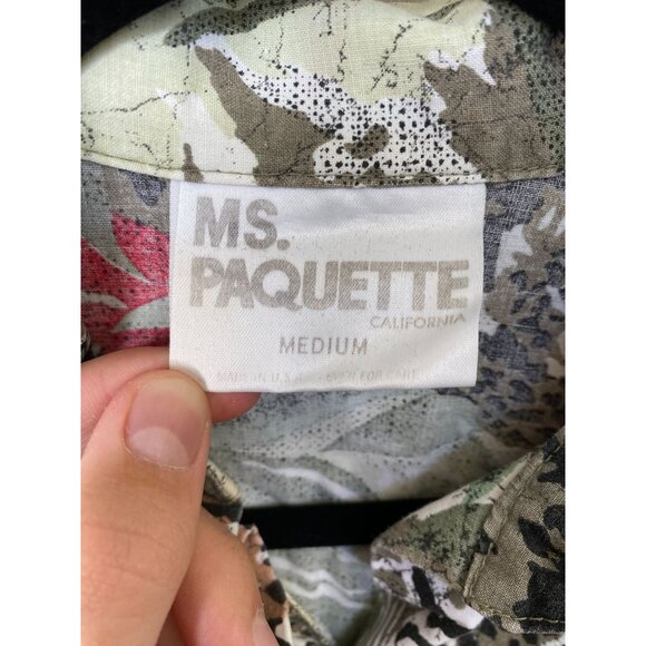 Ms. Paquette Womens Tropical Print Button-Up Hawaiian Shirt Size M Jungle Style - Picture 3 of 6